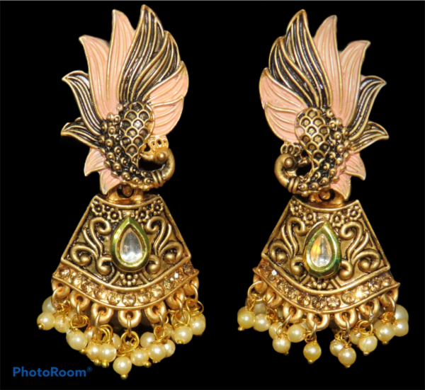 Antique Designer Oxidized Peacock Earrings