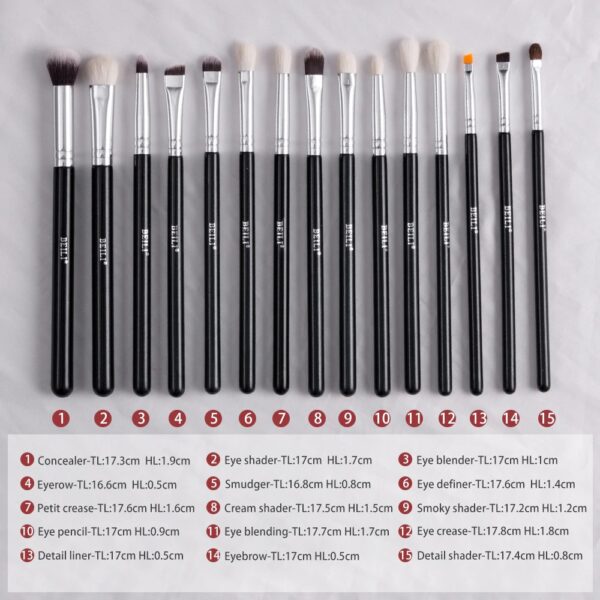 BEILI 15 Pcs Eye Makeup Brushes Set